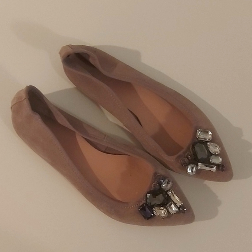 Suede ballet flats with jewels